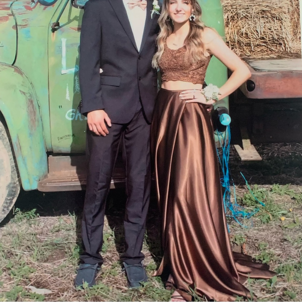 Two piece Brown Prom Dress